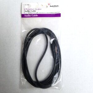 RadioShack Shielded Audio Cable 6ft Mono Miniplug Tinned Ends Black Retro NEW